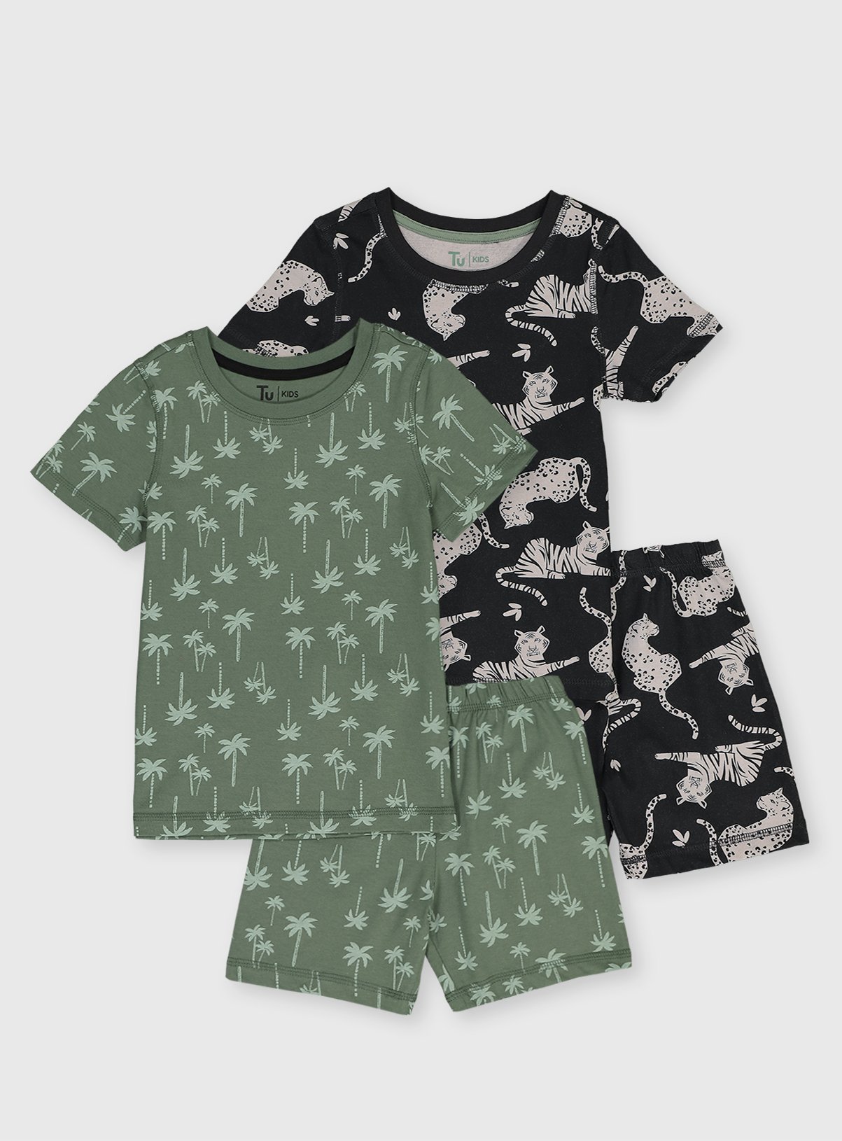 Cool Dinosaur all Over Print  Long Pjs 4 to 8 Years Black and Green